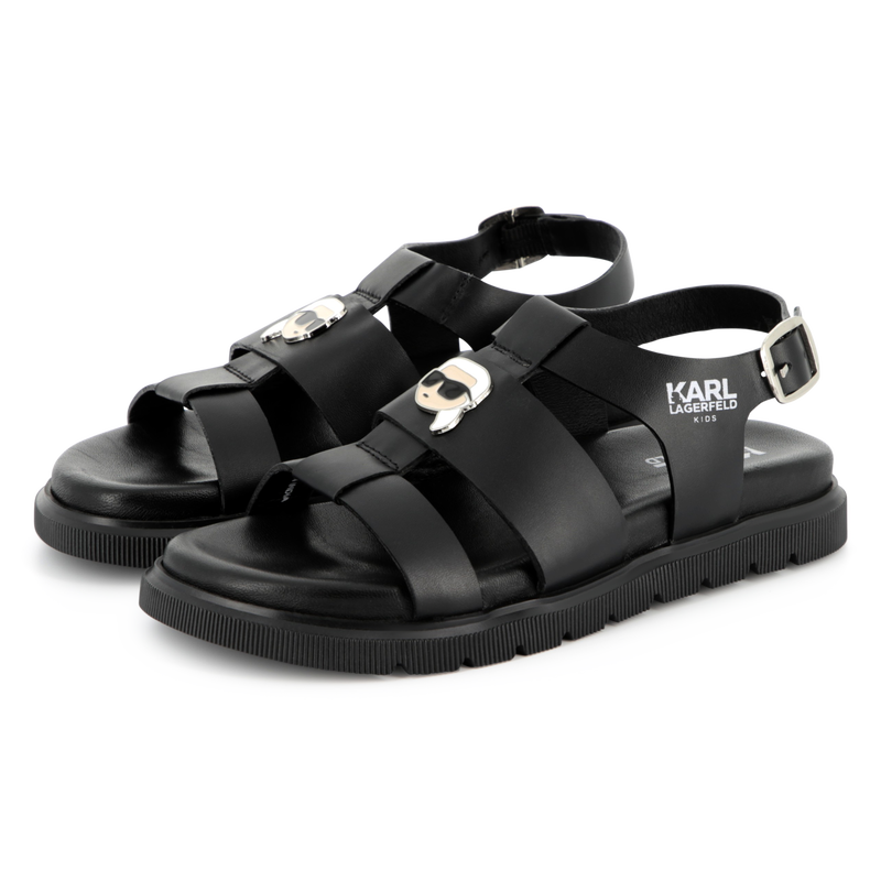Leren sandalen met gesp KARL LAGERFELD KIDS 
                        GIRL