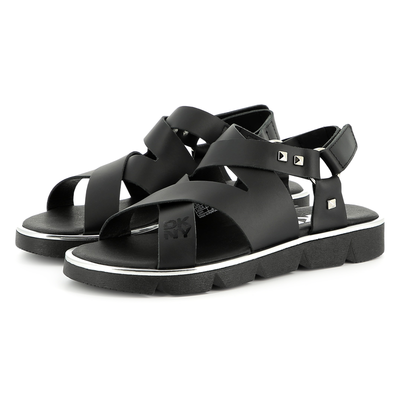 Leren sandalen met klittenband DKNY 
                        GIRL