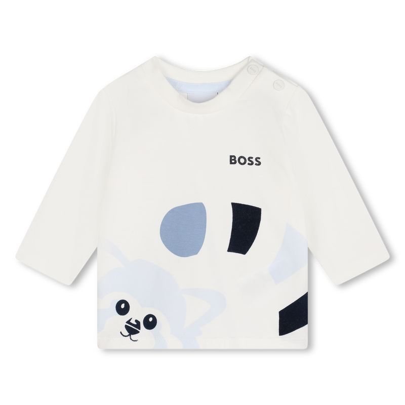 T-shirt met rode pandaprint BOSS 
                        BOY