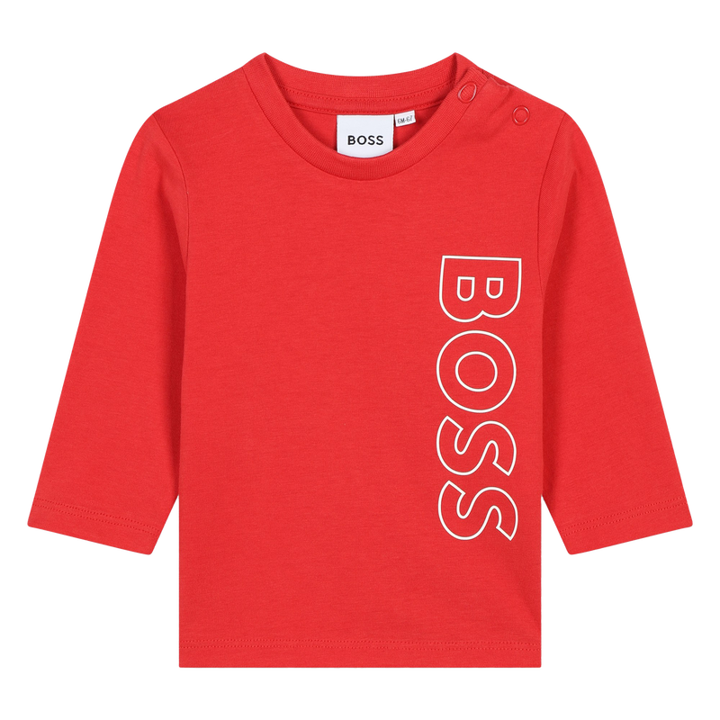 T-shirt met verticaal logo BOSS 
                        BOY