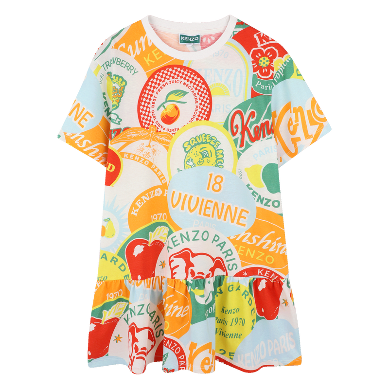Veelkleurige jurk met print KENZO KIDS 
                        GIRL