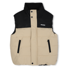 Mouwloos donsjack, BEIGE/ZWART, hi-res