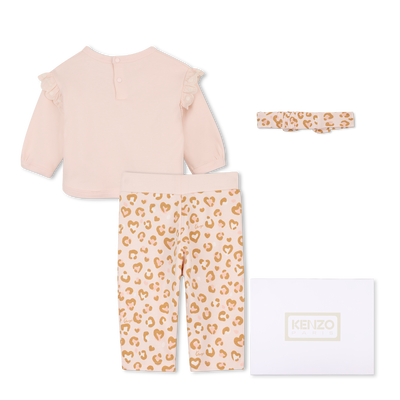 Set van sweatshirt, broek en knuffel KENZO KIDS MEISJE