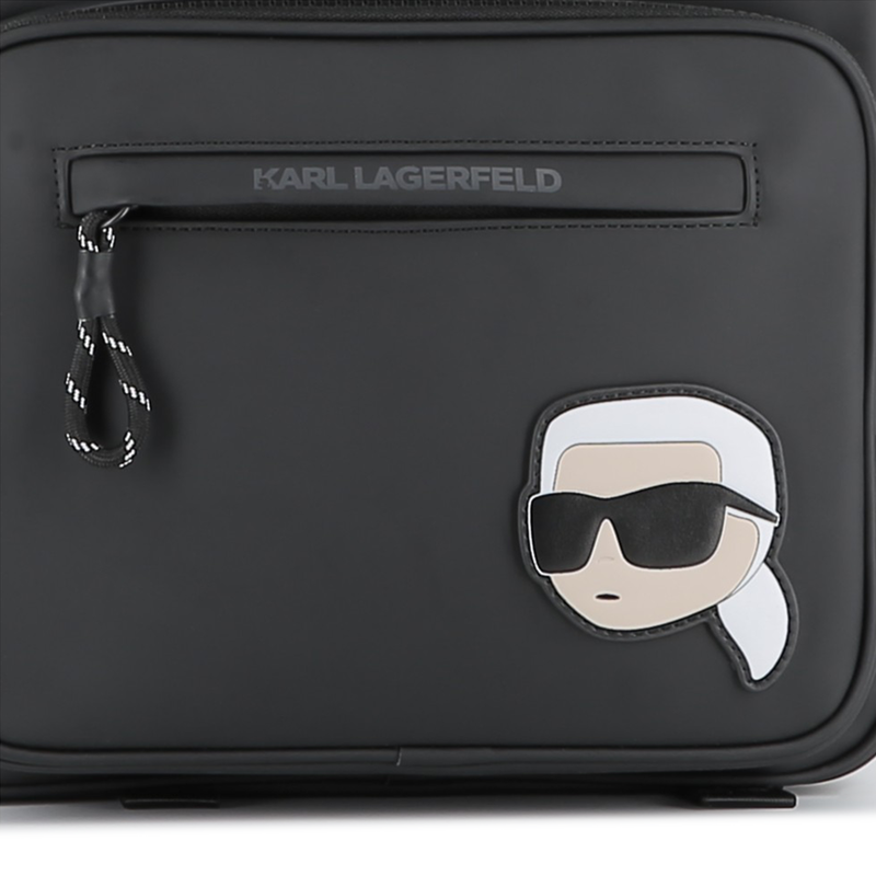 Rugzak van gecoat textiel met rubbereffect KARL LAGERFELD KIDS 
                        BOY
