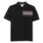 Polo met gestreepte bies, ZWART, hi-res