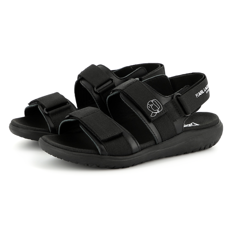 Leren sandalen met klittenband KARL LAGERFELD KIDS 
                        BOY