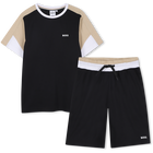 T-shirt + bermuda set, ZWART, hi-res