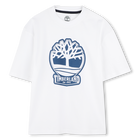 Tweekleurig T-shirt met logo, WIT, hi-res