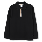 Poloshirt met lange mouwen, ZWART, hi-res