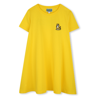 Wijd uitlopende jurk met badge KENZO KIDS GIRL
