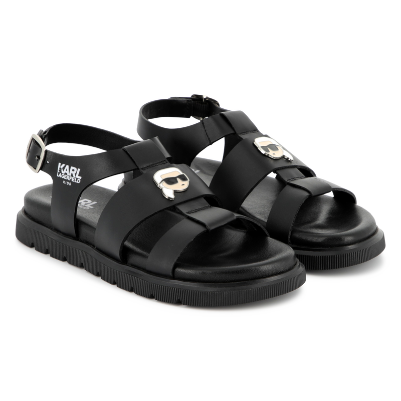 Leren sandalen met gesp KARL LAGERFELD KIDS 
                        GIRL