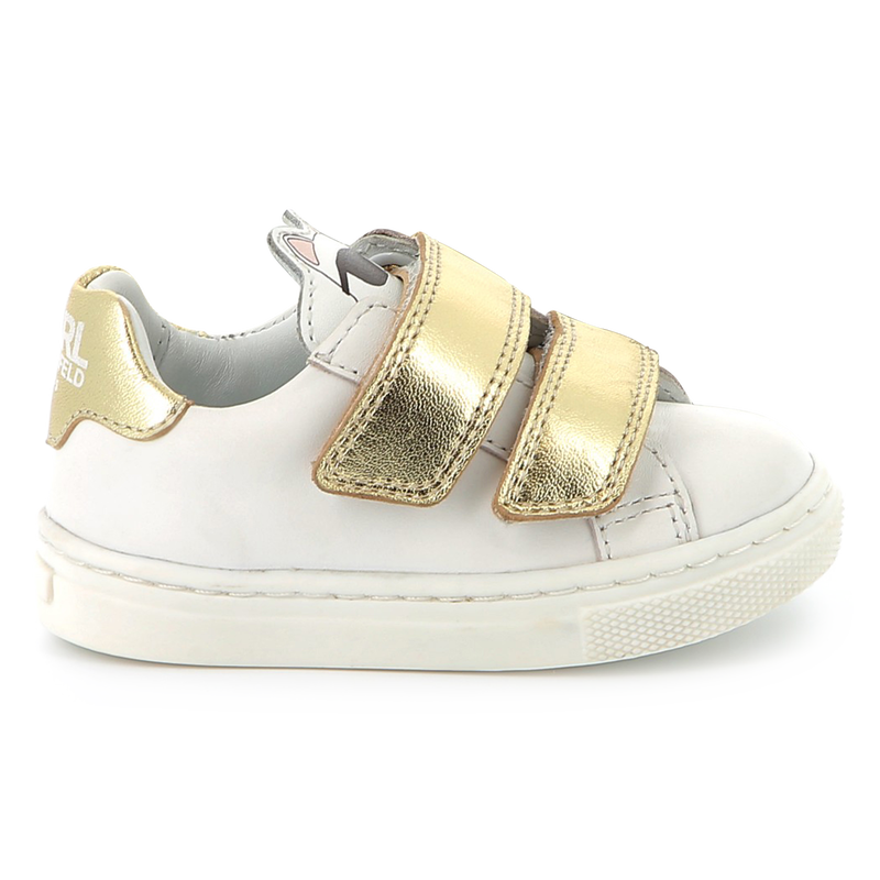 Leren sneakers met klittenband KARL LAGERFELD KIDS 
                        MEISJE