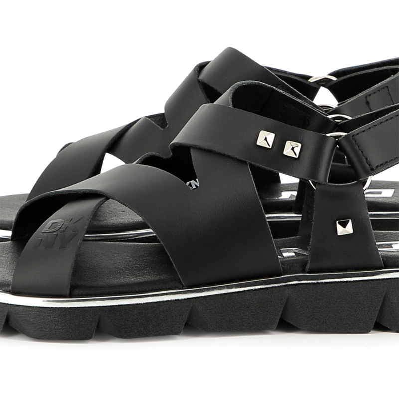 Leren sandalen met klittenband DKNY 
                        GIRL