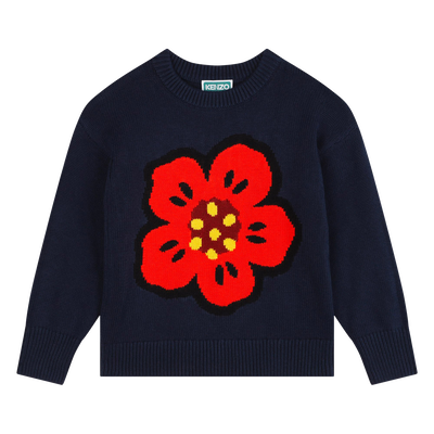 Gebreide trui met bloem + logo KENZO KIDS GIRL