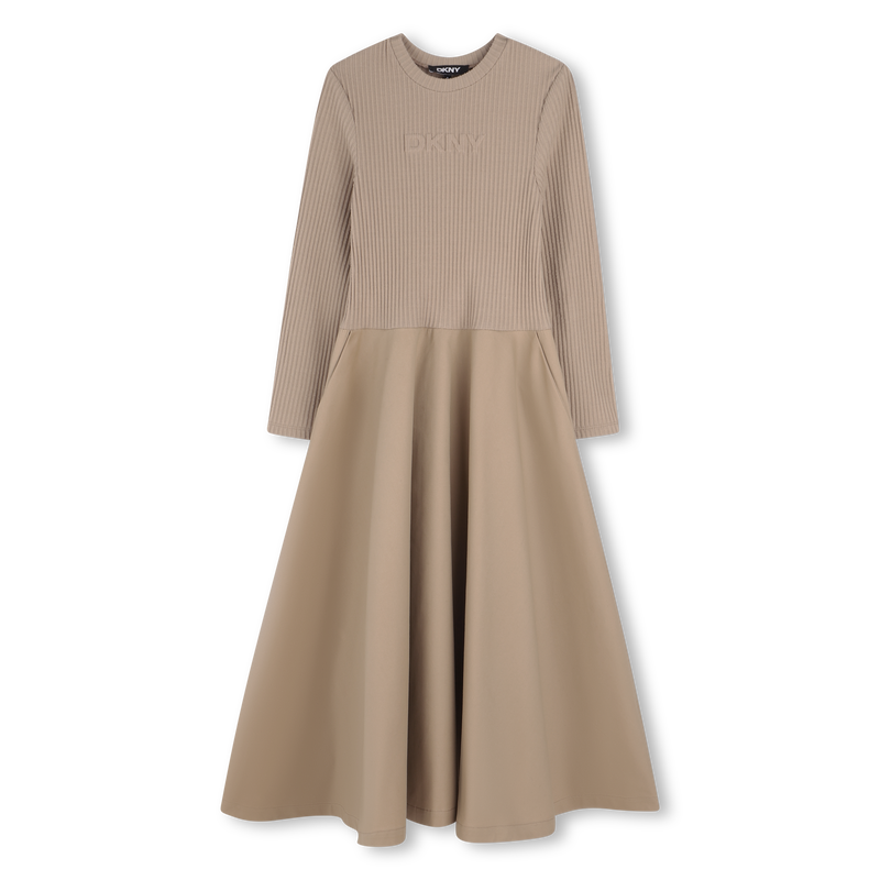 Bi-materiaal lange jurk DKNY 
                        GIRL