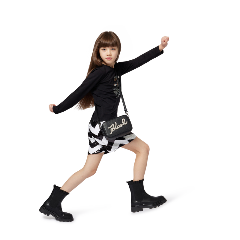 Handtas, generfd en glad gecoat textiel KARL LAGERFELD KIDS 
                        GIRL