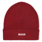 Gebreide muts met logo, DONKER ROOD, hi-res
