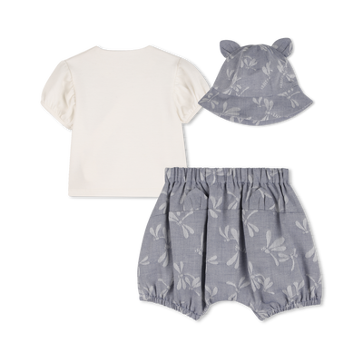 T-SHIRT, BUCKET HAT EN BRETELS SET KENZO KIDS GIRL