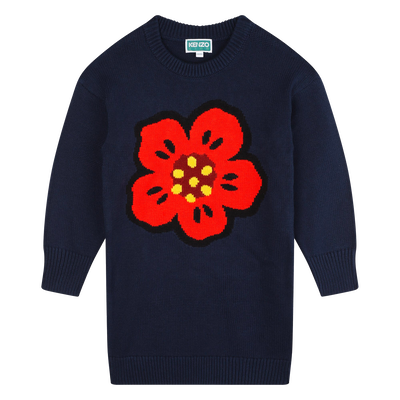 Jurk met ingebreide bloem KENZO KIDS GIRL