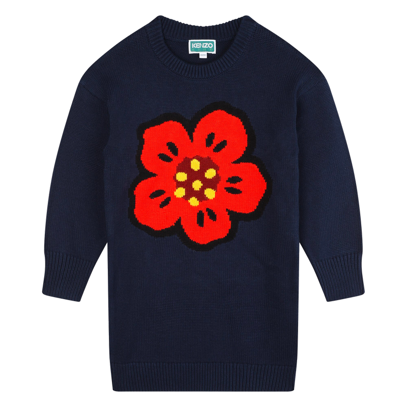 Jurk met ingebreide bloem KENZO KIDS 
                        GIRL