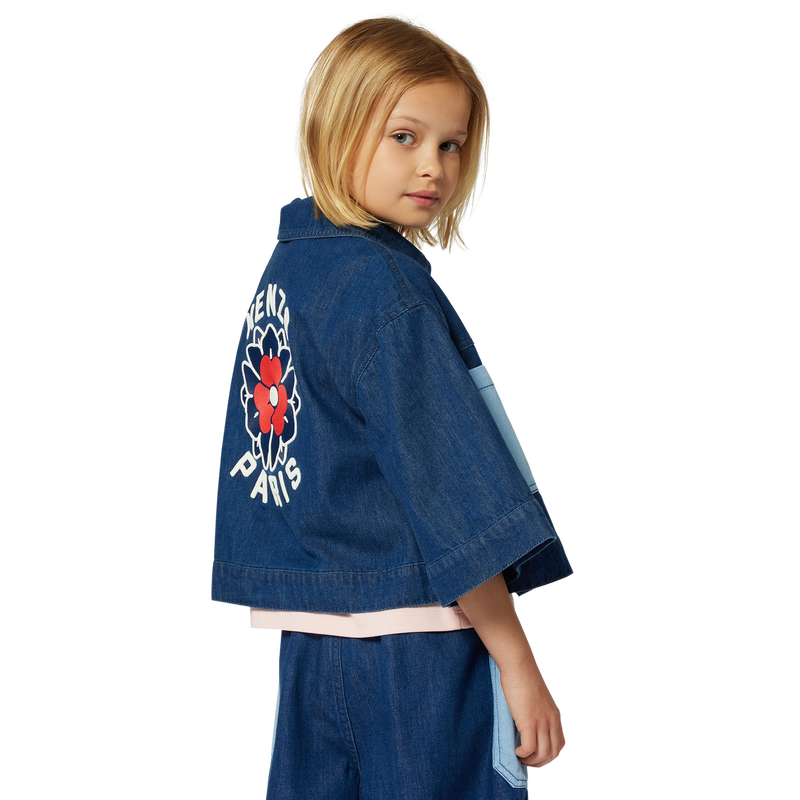Geborduurd denim jasje KENZO KIDS 
                        GIRL